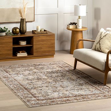 nuLOOM Anise Antique Floral Spill Proof Machine Washable Area Rug