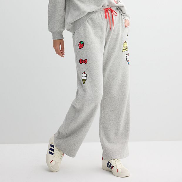 Licensed Character Juniors Hello Kitty and Friends Sweatpants Girl s Size Large Heather Grey