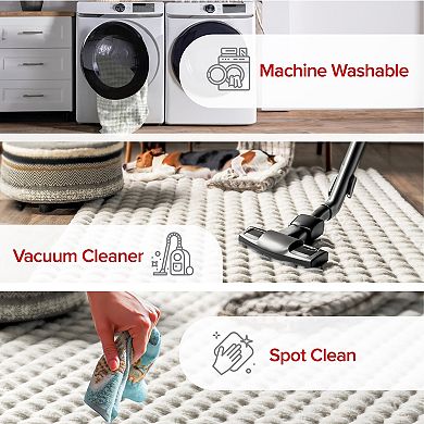 nuLOOM Jeni Solid Faux Rabbit Machine Washable Area Rug
