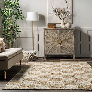 nuLOOM Christana Traditional Checkered Jute Area Rug