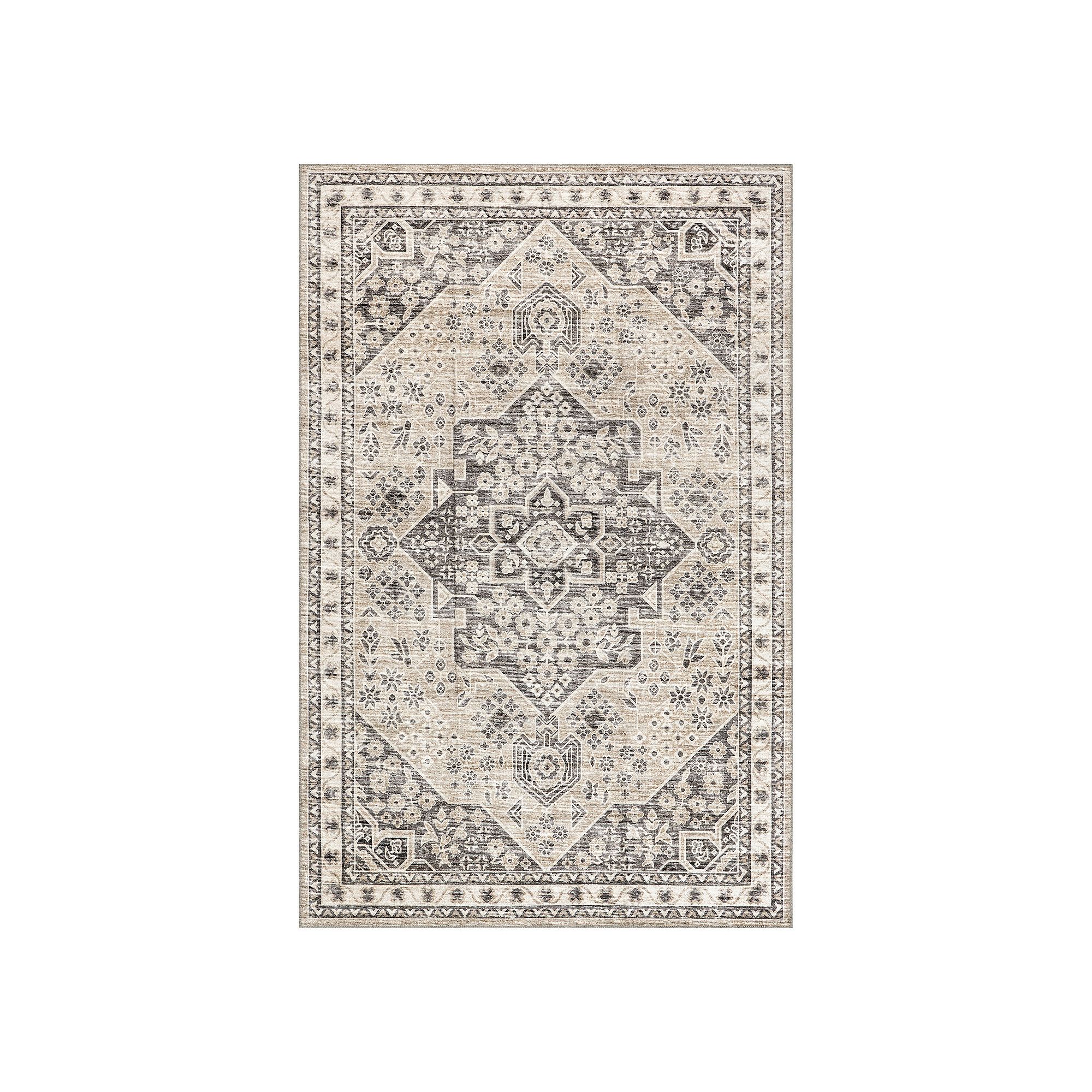 nuLOOM Eira Medallion Spill Proof Area Rug, Brown