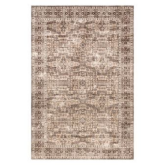 nuLOOM Jett Floral Border Spill Proof Machine Washable Area Rug