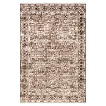 nuLOOM Jett Floral Border Spill Proof Machine Washable Area Rug