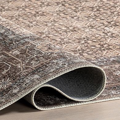 nuLOOM Kit Botanical Spill Proof Machine Washable Area Rug