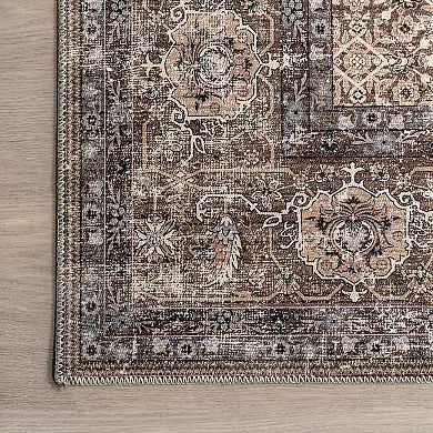nuLOOM Kit Botanical Spill Proof Machine Washable Area Rug