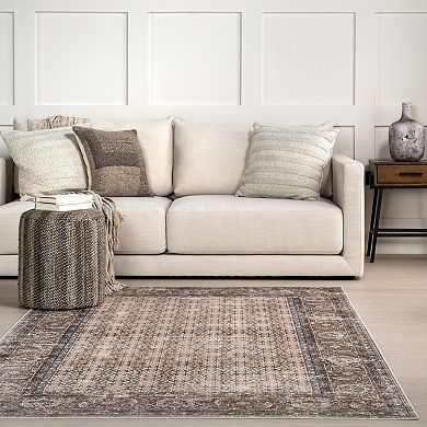 nuLOOM Kit Botanical Spill Proof Machine Washable Area Rug