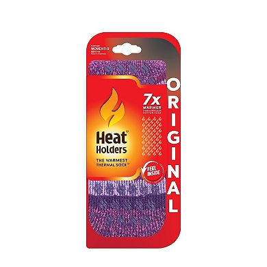 Heat Holders Women's Original 7X Warmer Stripe Crew Slipper Socks with Grippers