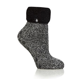 Heat Holders Women's Original 7X Warmer Turnover Cuff Twist Lounge Socks with Grippers
