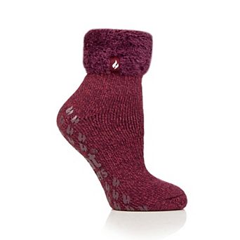 Heat Holders Women's Original 7X Warmer Turnover Cuff Twist Lounge Socks with Grippers