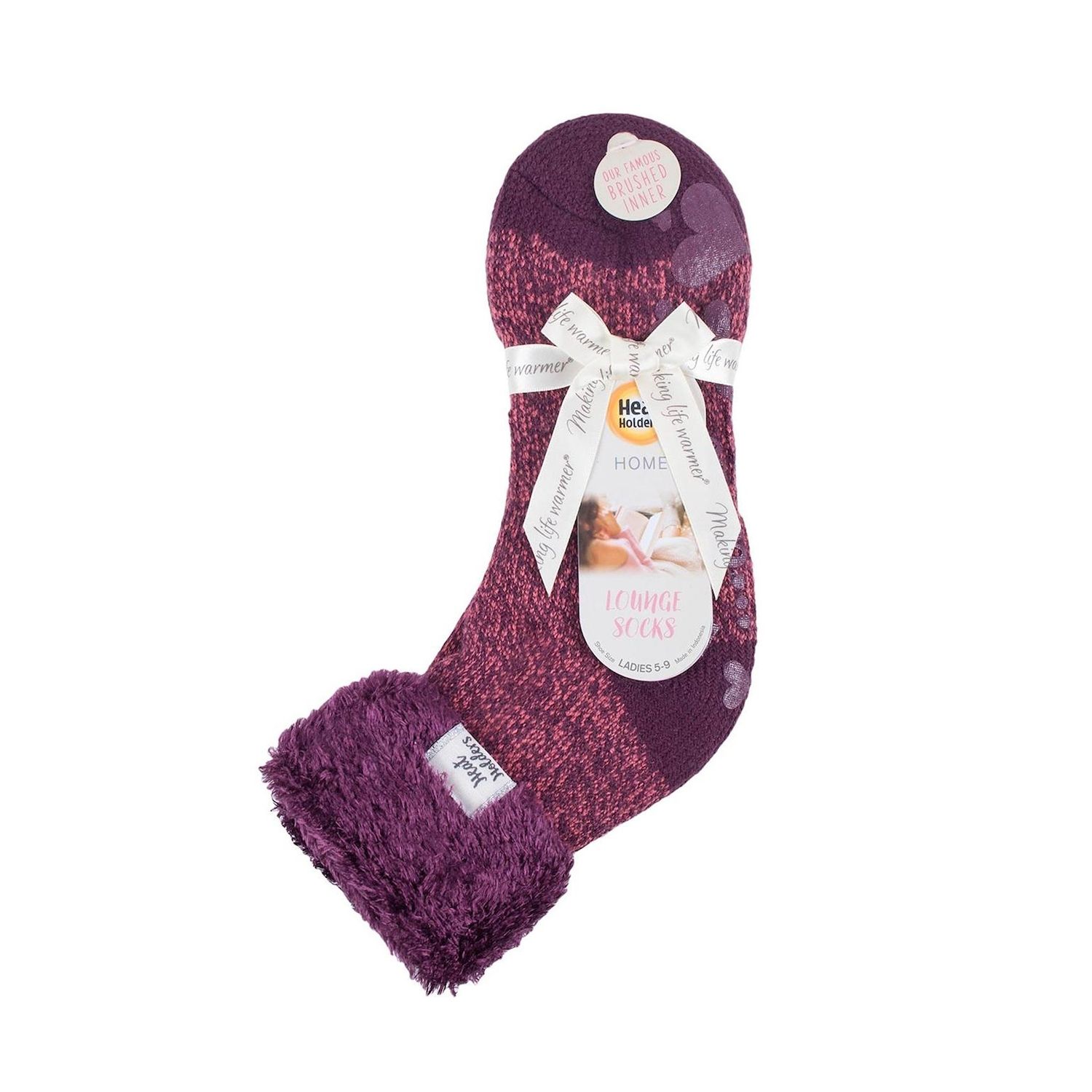 Chaussettes Heat Holders Femme Lounge Feather Top - Semelle Antidérapante, Intérieur Brossé Chaud, 1 Paire - 8
