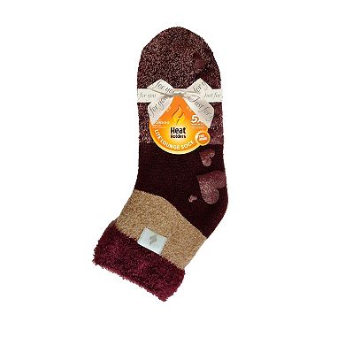 Women's Heat Holders Lite 5x Warmer Colorblock Feather Top Socks with Grippers