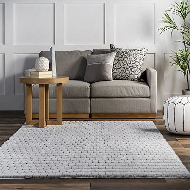 nuLOOM Nia Tile Faux-Fur Rabbit Machine Washable Area Rug