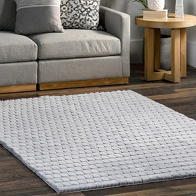 nuLOOM Nia Tile Faux-Fur Rabbit Machine Washable Area Rug