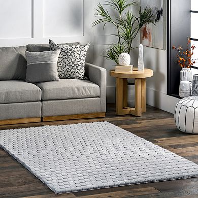 nuLOOM Nia Tile Faux-Fur Rabbit Machine Washable Area Rug