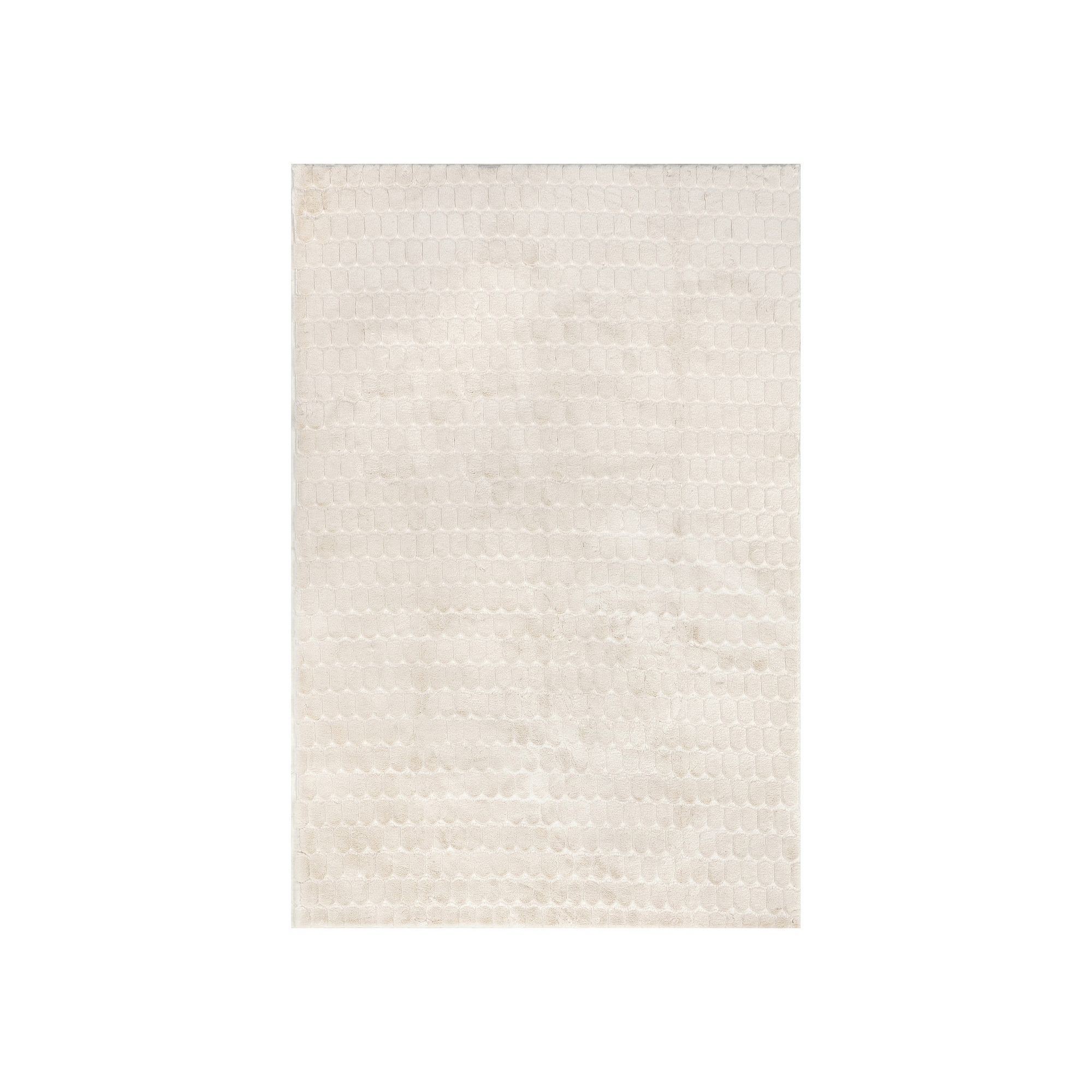 nuLOOM Nia Tile Faux-Fur Rabbit Machine Washable Area Rug, Beige