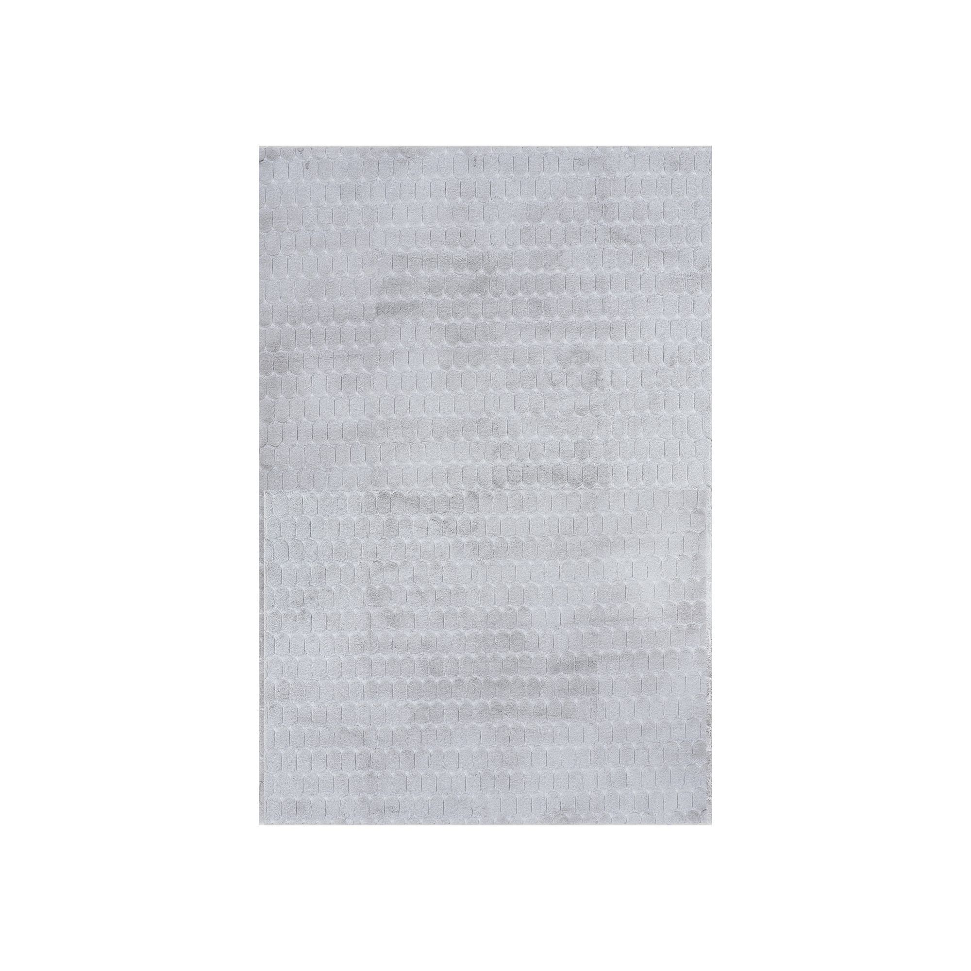 nuLOOM Nia Tile Faux-Fur Rabbit Machine Washable Area Rug, Silver
