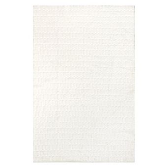 nuLOOM Nia Tile Faux-Fur Rabbit Machine Washable Area Rug