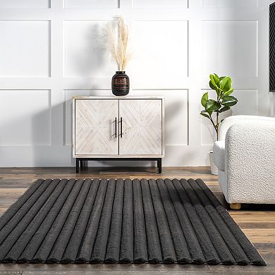 nuLOOM Kai Stripe Faux-Fur Rabbit Machine Washable Area Rug