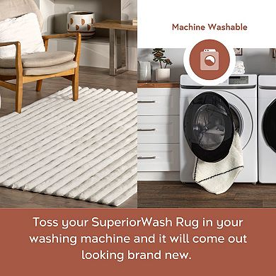 nuLOOM Kai Stripe Faux-Fur Rabbit Machine Washable Area Rug
