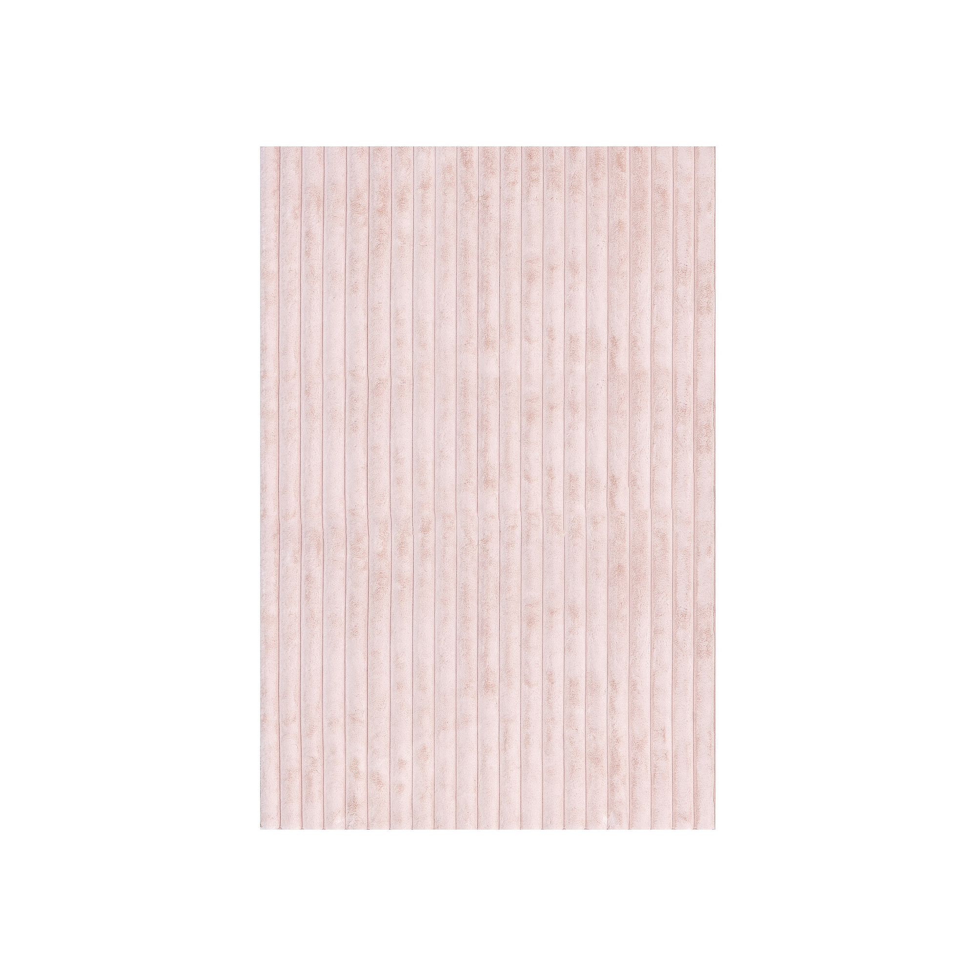 nuLOOM Kai Stripe Faux-Fur Rabbit Machine Washable Area Rug, Blush