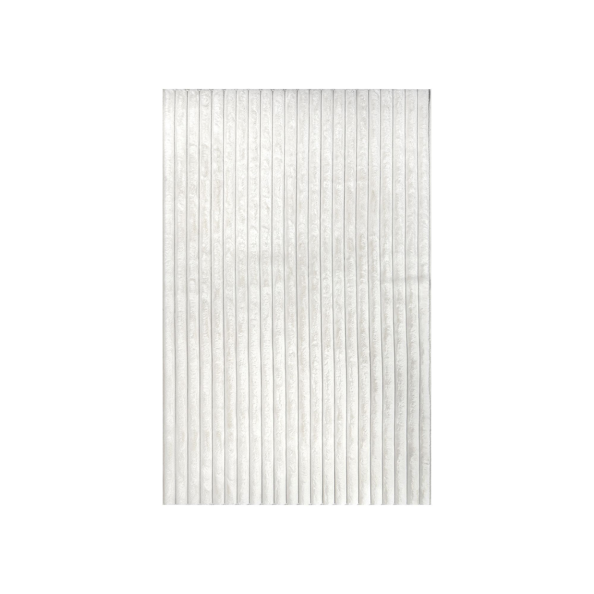 nuLOOM Kai Stripe Faux-Fur Rabbit Machine Washable Area Rug, Off White