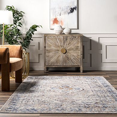 nuLOOM Vintage Medallion Machine Washable Area Rug