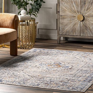 nuLOOM Vintage Medallion Machine Washable Area Rug