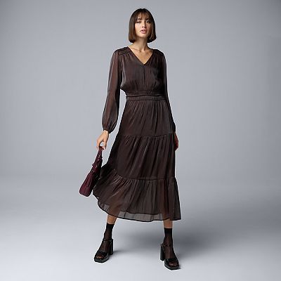 Women's Simply Vera Vera Wang V-Neck Tiered Maxi Dress Women's Simply Vera Vera Wang V-Neck Tiered Maxi Dress