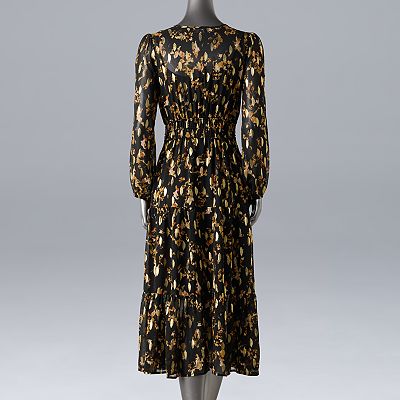 long sleeve black and gold maxi dress High Neck Long Sleeve Embellished Gown