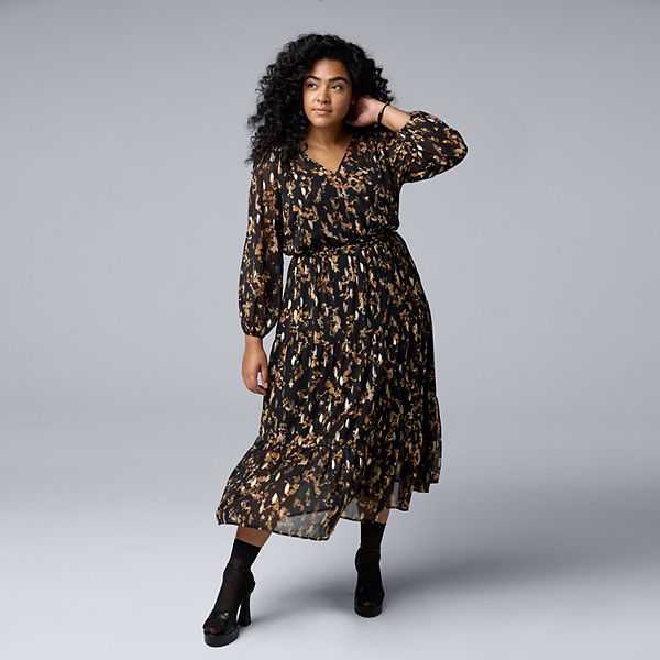 Plus Size Simply Vera Vera Wang V-Neck Tiered Maxi Dress