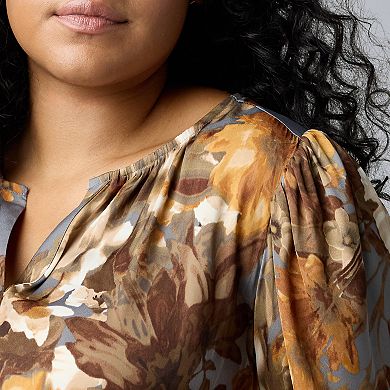 Plus Size Simply Vera Vera Wang Long Sleeve Short Hem Dress