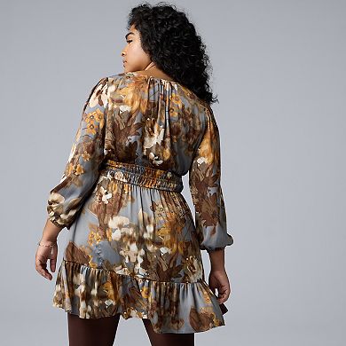 Plus Size Simply Vera Vera Wang Long Sleeve Short Hem Dress