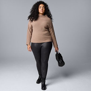 Plus Size Simply Vera Vera Wang Ribbed Turtleneck Sweater