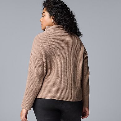 Plus Size Simply Vera Vera Wang Ribbed Turtleneck Sweater
