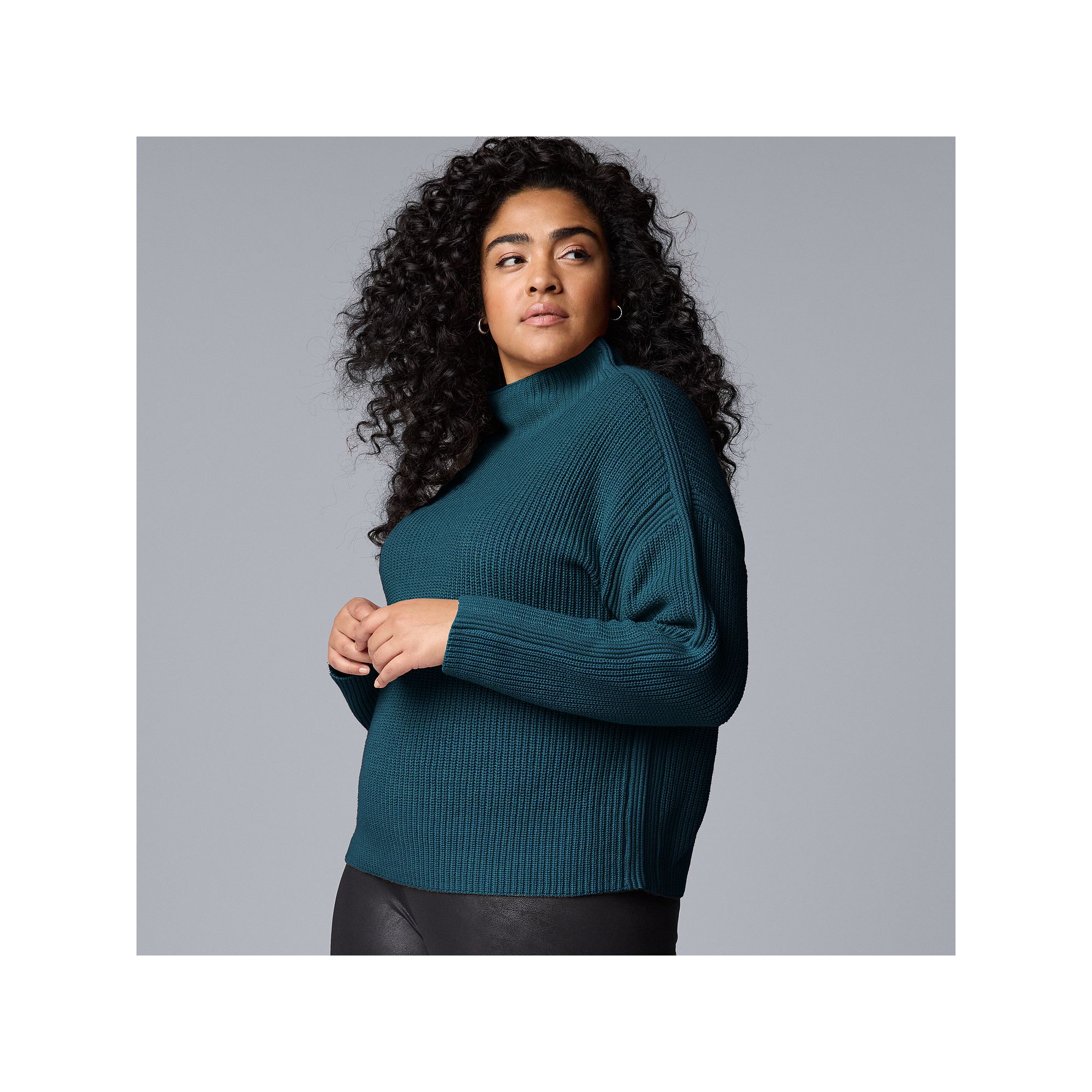 Plus Size Simply Vera Vera Wang Ribbed Turtleneck Sweater, Womens, Size: 4