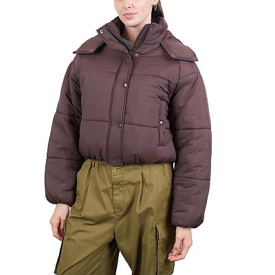 Juniors Coffee Shop Marshmallow Puffer Jacket Women s Size Medium Purple