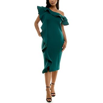 Women's Nina Leonard Off-The-Shoulder Ruffle Dress
