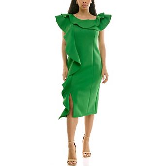 Women's Nina Leonard Off-The-Shoulder Ruffle Dress