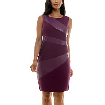 Women's Nina Leonard Pleather Panel Dress