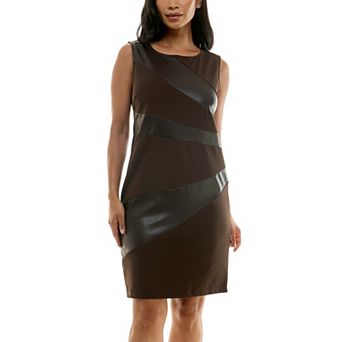 Women's Nina Leonard Pleather Panel Dress