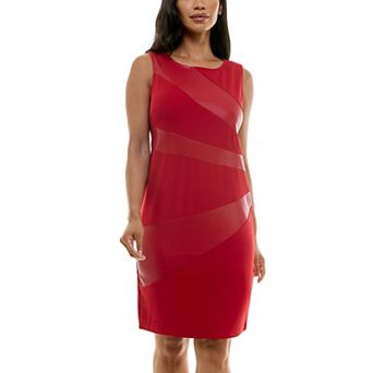 Women's Nina Leonard Pleather Panel Dress