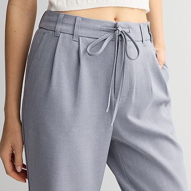 Juniors' SO Tie Front Pleated Trouser Pants