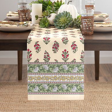 Elrene Home Fashions Nomad Holiday Block Print Table Runner, 13"x70"