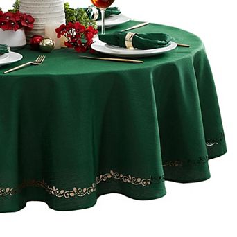 Elrene Home Fashions Holly Scroll Laser Cut Round Tablecloth