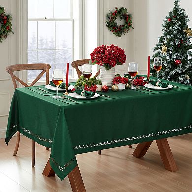 Elrene Home Fashions Holly Scroll Laser Cut Square/Rectangle Tablecloth