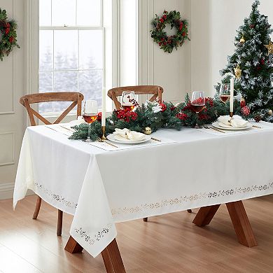 Elrene Home Fashions Poinsettia Noel Laser Cut Square/Rectangle Tablecloth