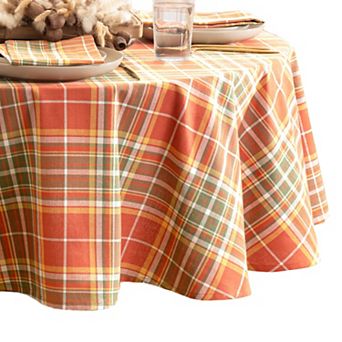 Elrene Home Fashions Hawley Plaid Harvest Cotton Oval Tablecloth