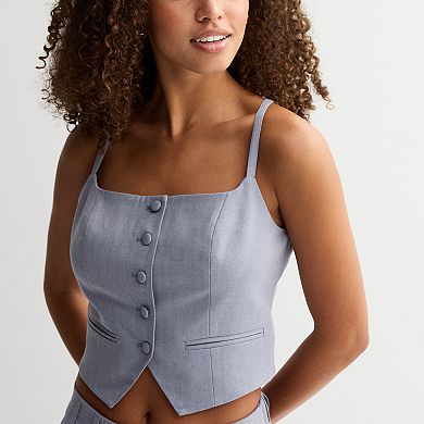 Juniors' SO® Button-Front Tank Top Vest