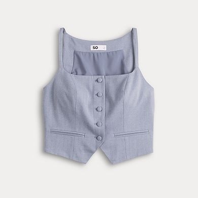 Juniors' SO® Button-Front Tank Top Vest