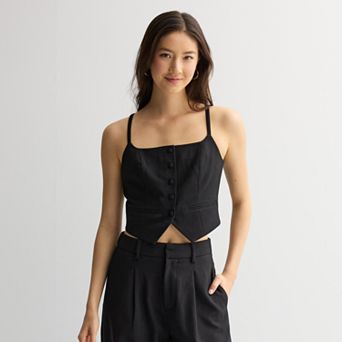 Juniors' SO® Button-Front Tank Top Vest